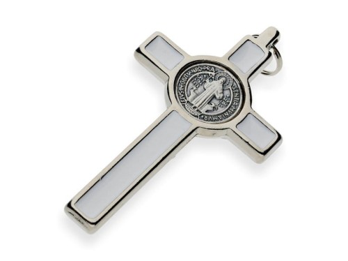 Krzyż św. Benedykta - biały 8cm
