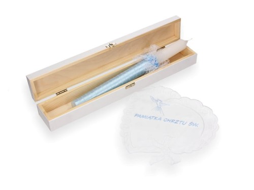 Zestaw na Chrzest Święty z grawerowanym pudełkiem BŁĘKIT