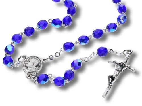 Różaniec kryształkowy niebieski 46cm
