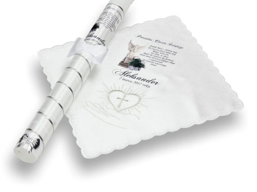 Zestaw na Chrzest z modlitwą i imieniem - chusteczka