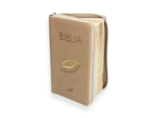 Biblia z kolorową wkładką - oprawa flexy z suwakiem, złocone brzegi kartek