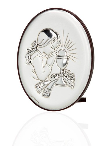 Obrazek srebrny - Komunia Święta - dziewczynka