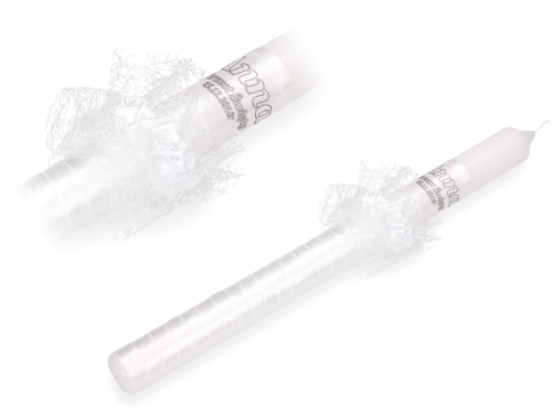 Świeca do chrztu z imieniem i ozdobnym stroikiem MGIEŁKA