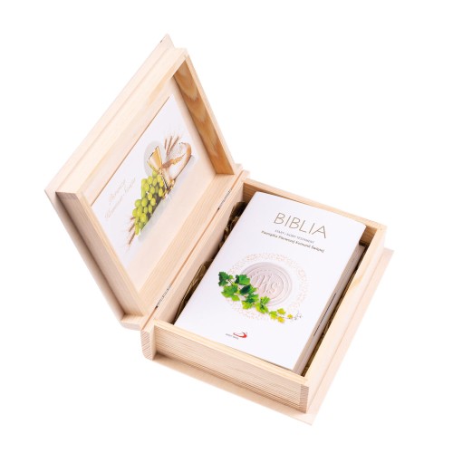 Biblia w pudełku drewnianym EKO ♻ z nadrukiem UV