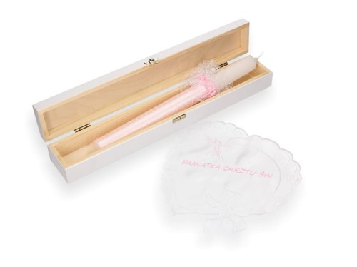 Zestaw na Chrzest Święty z grawerowanym pudełkiem RÓŻ