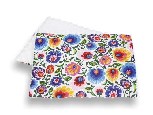 Poduszka Minky z motywem FOLK - płaska