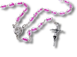 Różaniec kryształkowy różowy (nitka), 6mm