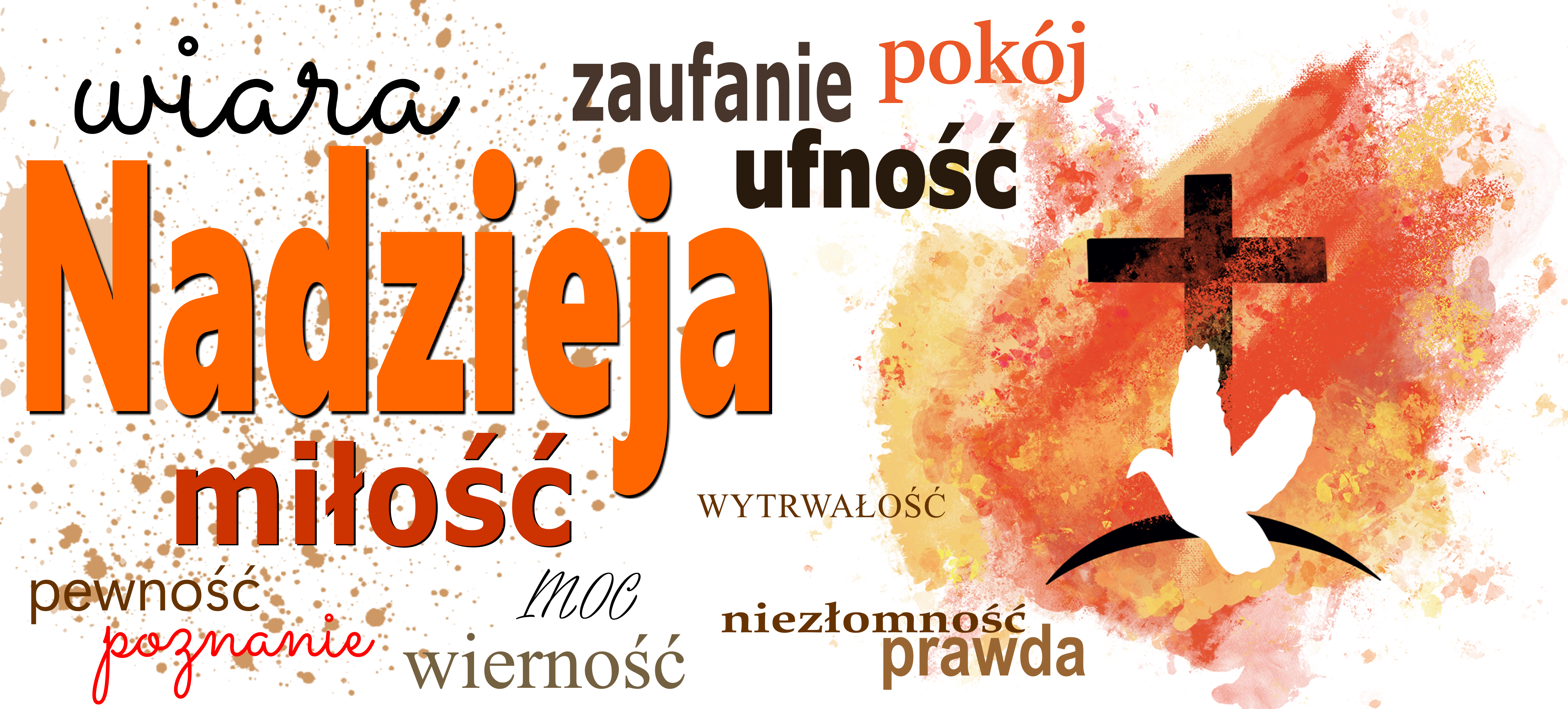 Kubek religijny „Wiara, Nadzieja, Miłość” z Duchem Świętym