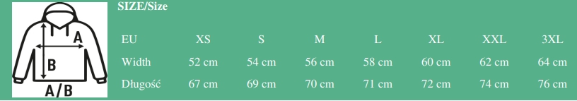 tabela rozmiarów bluza religijna