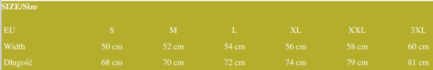 tabela rozmiarów koszulka religijna